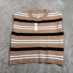 Maeve Tan, Black & White Striped Crewneck Sweater